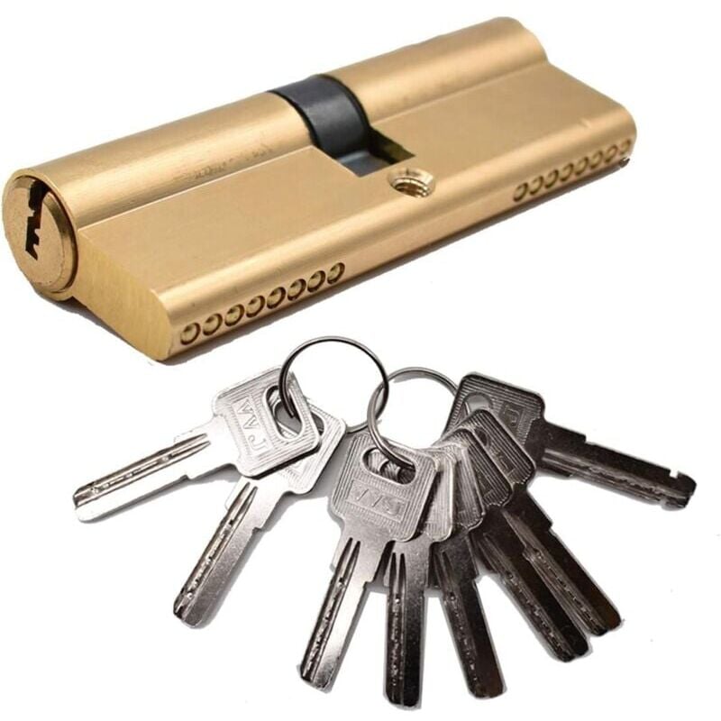 foto del prodotto cilindro di serratura, 42,5 42,5 85mm cilindro frizione 8 chiavi finitura ottone alta sicurezza anti-scasso anti-trapano anti-colpo