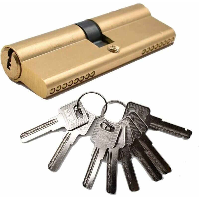 foto del prodotto cilindro di sicurezza, 42,5 42,5 85 mm , cilindro a frizione, 8 chiavi, finitura in ottone, alta sicurezza, anti grimaldello, anti trapano,