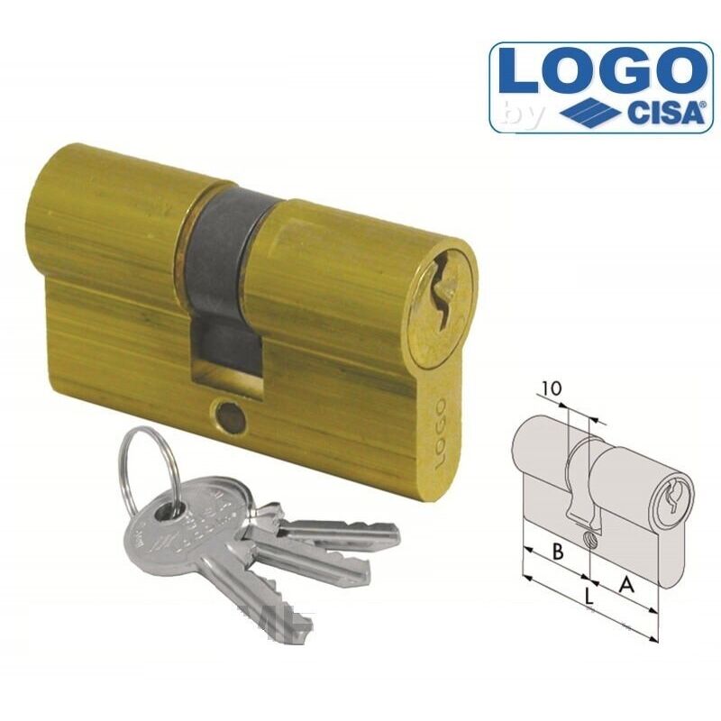 foto del prodotto cilindro doppio per serratura logo cisa sagomato centrale 79 (34,5+10+34,5) mm