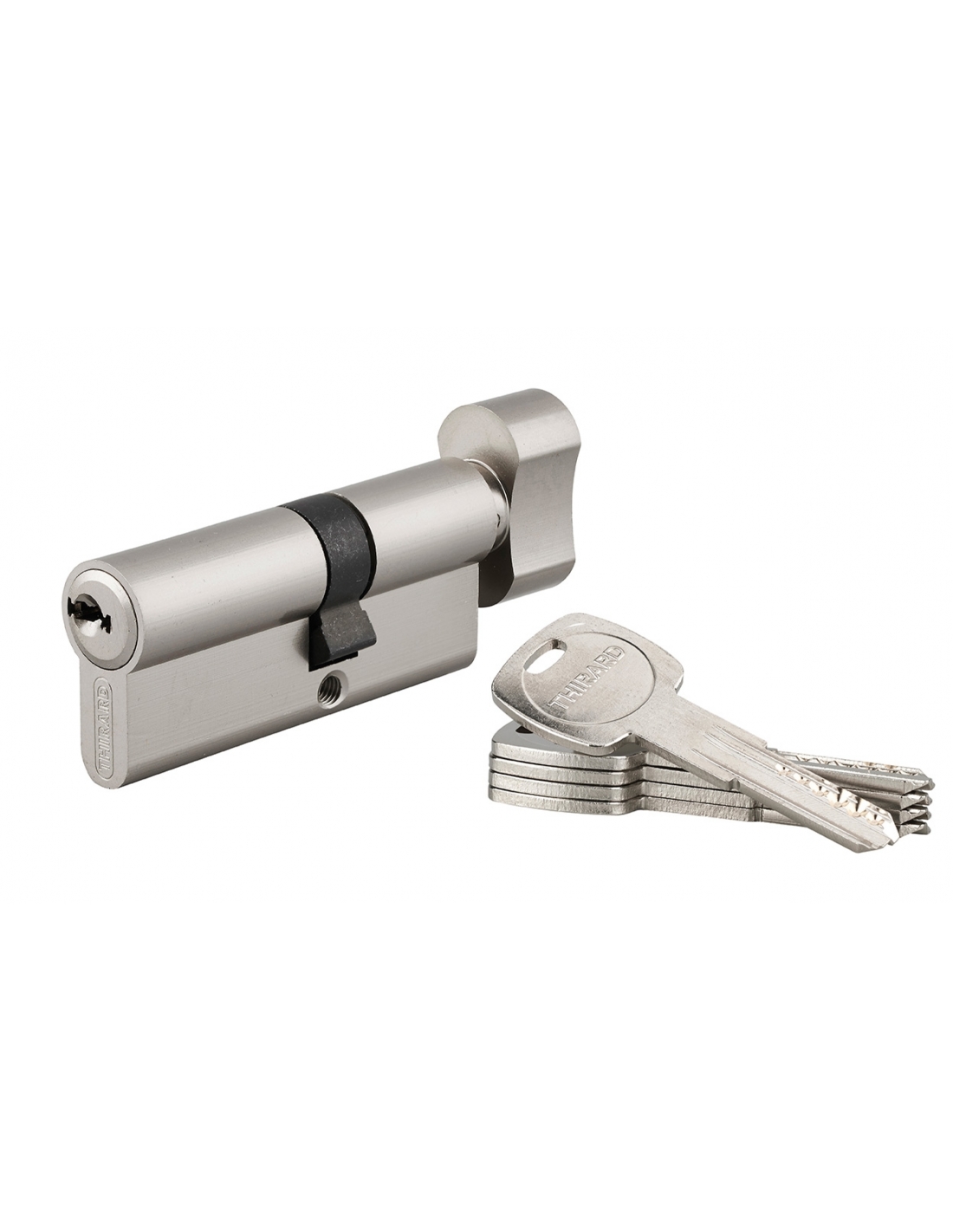 foto del prodotto cilindro europeo a pomolo 30bx40 trafic 6, nichel, antiperforazione, antirottura, 5 chiavi piatte reversibili thirard