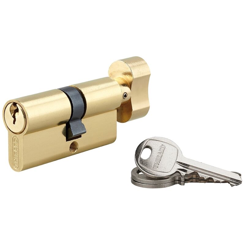 foto del prodotto cilindro europeo per serratura a pomolo sa 35bx30mm, anti estrazione, ottone, 3 chiavi thirard