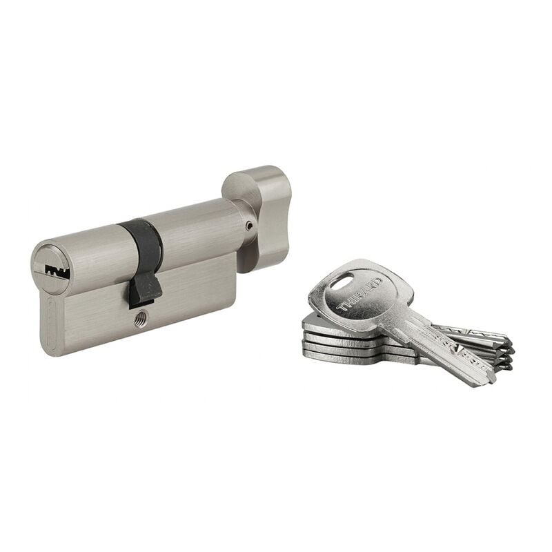 foto del prodotto cilindro europeo per serratura a pomolo tiger 6, 40bx30mm, nichel, anti-sfilamento, anti-perforazione, 5 chiavi - thirard