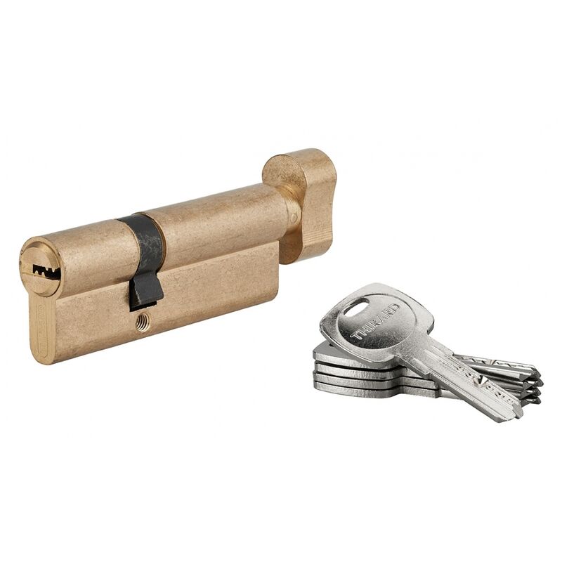 foto del prodotto cilindro europeo per serratura a pomolo tiger 6, 50bx30mm, ottone, anti sfilamento, anti perforazione, 5 chiavi thirard