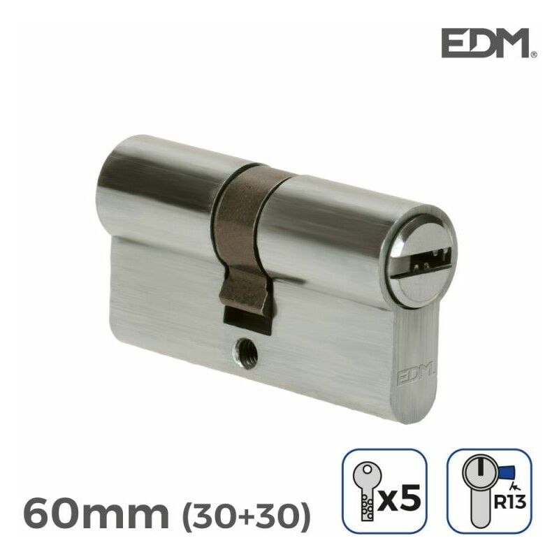 foto del prodotto cilindro in nichel 60mm 30 30mm r13 camma corta con 5 chiavi di sicurezza incluse edm