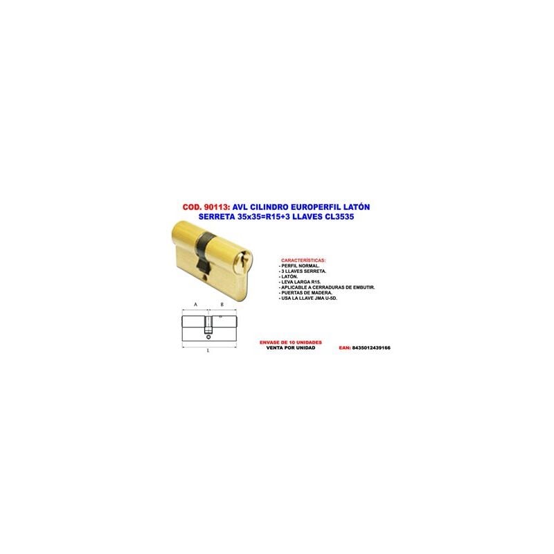 foto del prodotto cilindro in ottone a profilo europa 35x35r15 con 3 chiavi cl3535