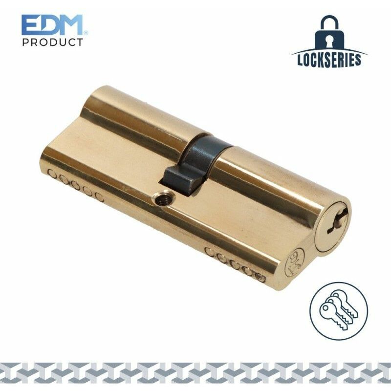 foto del prodotto cilindro in ottone da 80 mm 40 40 mm , camma lunga r15 con 3 chiavi seghettate incluse edm