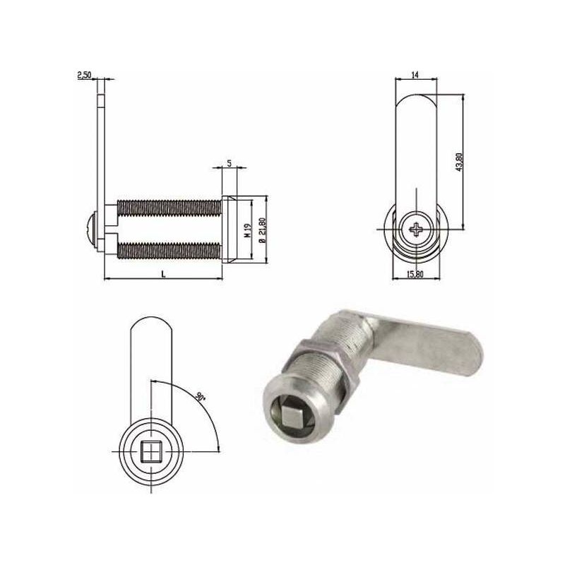 foto del prodotto cilindro levetta mm 20 quadro 162100 omr