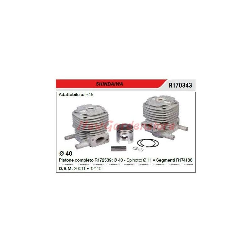 foto del prodotto cilindro pistone segmenti shindaiwa decespugliatore b45 r170343