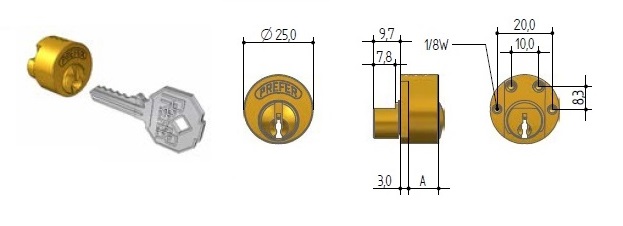 foto del prodotto cilindro prefer 6811 applicare tondo x serr. b551