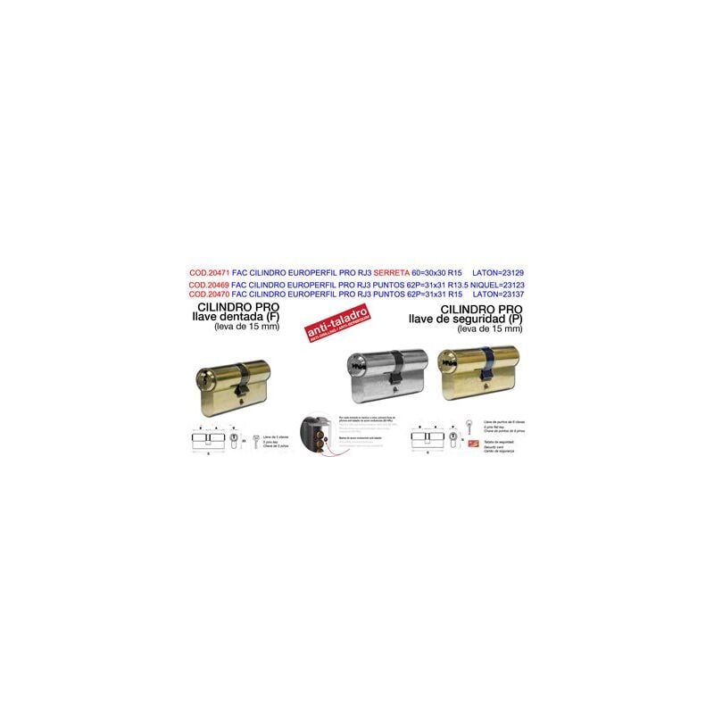 foto del prodotto cilindro profilo europa fac rj3 punti 62p31x31 r13,5 niq23123