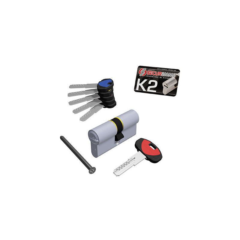 foto del prodotto cilindro sagomato k2 3200 c securemme ott.nich.satin chiavi 5 mm 75 35 40