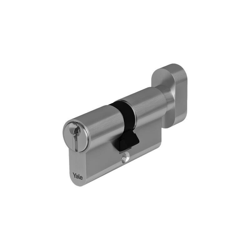 foto del prodotto cilindro sagomato pomolo y500 yale ottone nichelato chiavi 3 mm 60 30 30