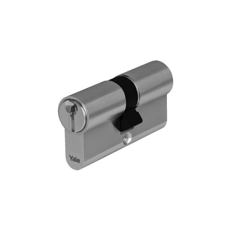 foto del prodotto cilindro sagomato y500 yale ottone nichelato chiavi 3 camma din mm 70 30 40