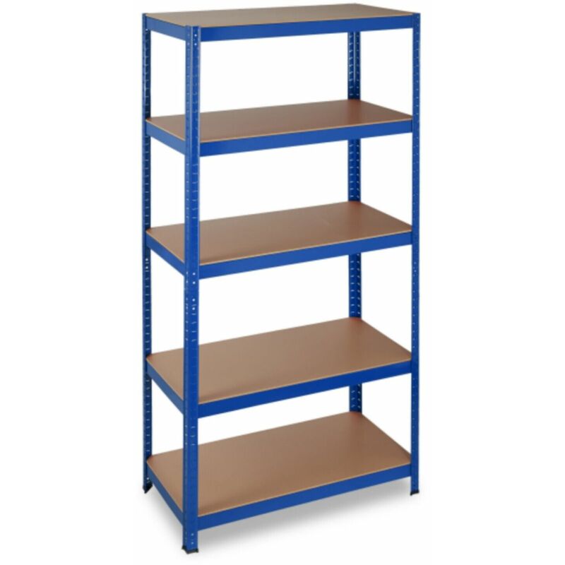 foto del prodotto cilvani scaffale scaffalatura a 5 ripiani in legno mdf metallo zincato colore blu 40 x 90 x h. 176 cm