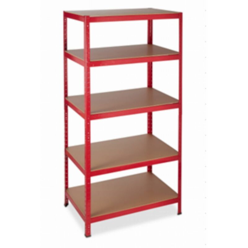 foto del prodotto cilvani scaffale scaffalatura a 5 ripiani in legno mdf metallo zincato colore rosso 40 x 90 x h. 176 cm