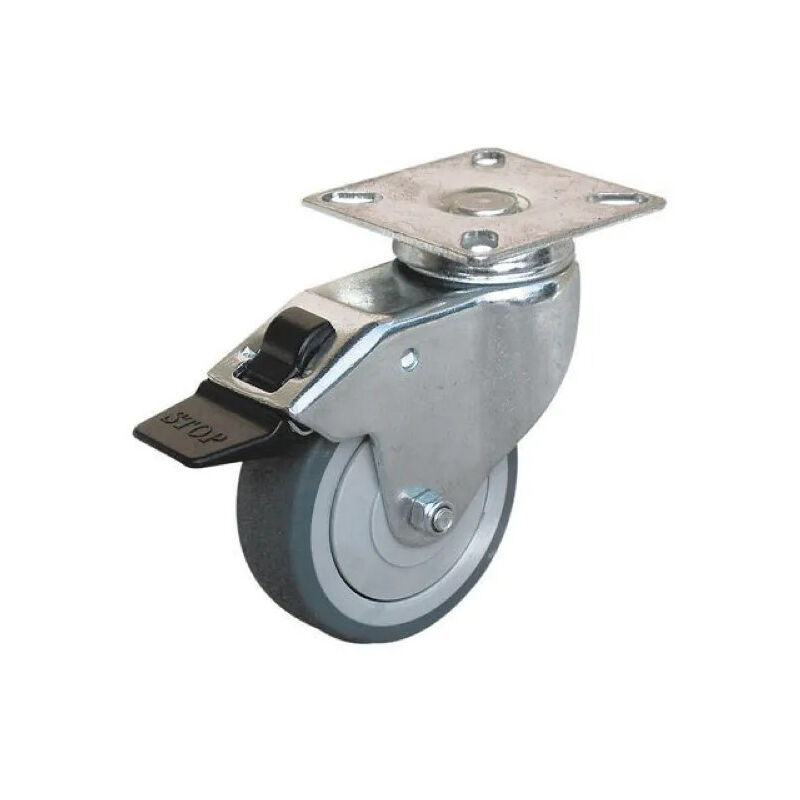 foto del prodotto cime ruota con freno uniroll d.50 mm, piastra girevole 50x50 mm, altezza 72 mm