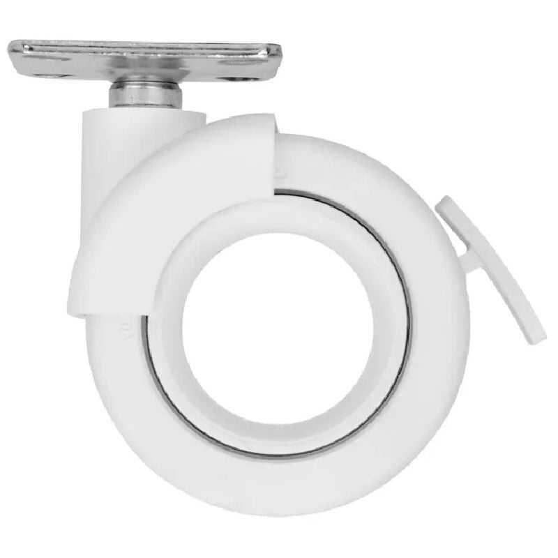 foto del prodotto cime ruota girevole con freno a rotazione bianco, 47x47 mm, d. 65 x h.80 mm, interasse 35x35mm