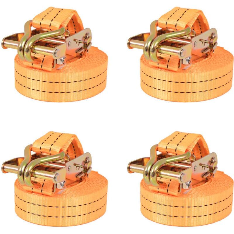 foto del prodotto cinghia di ancoraggio a cricchetto 4 pezzi 1 tonnellata 6mx 38mm arancione arancione