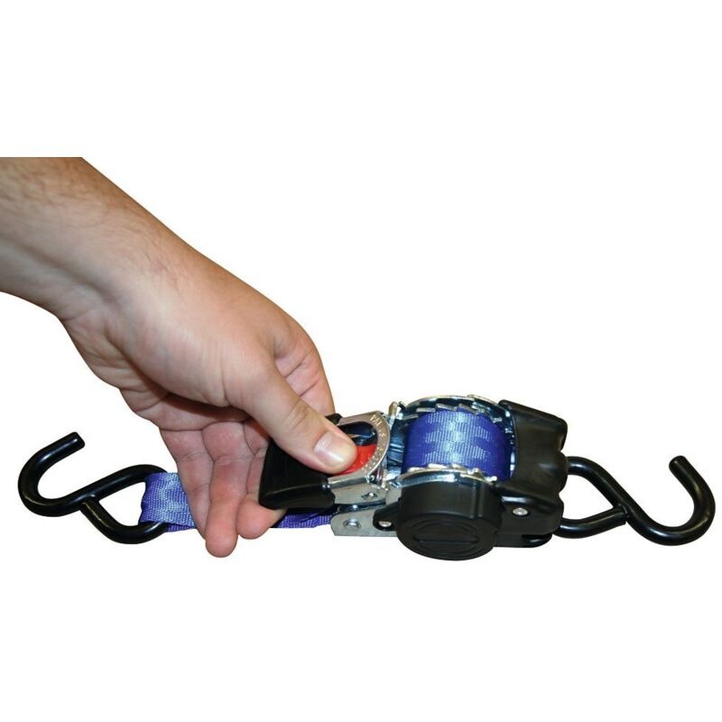 foto del prodotto cinghia di ancoraggio automatica, 25 mm 1,8 m, forza di ancoraggio 300 600 kg, gancio a s, blu kerbl