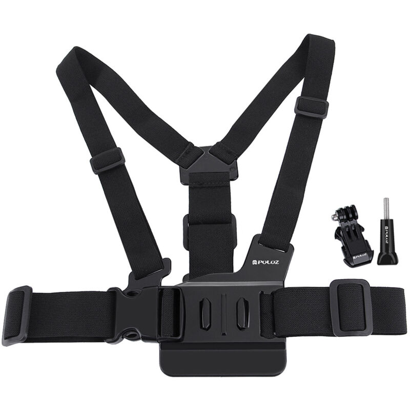 foto del prodotto cinghie per action cam, kit di accessori per action cam, imbracatura per montaggio toracico, accessori per action cam, 3 pezzi, con borsa in tessuto