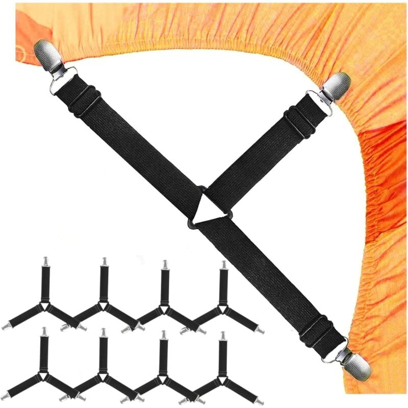 foto del prodotto cinghie per lenzuolo cinghie elastiche triangolari regolabili per lenzuolo con angoli, coprimaterasso, cuscino per divano sollbry