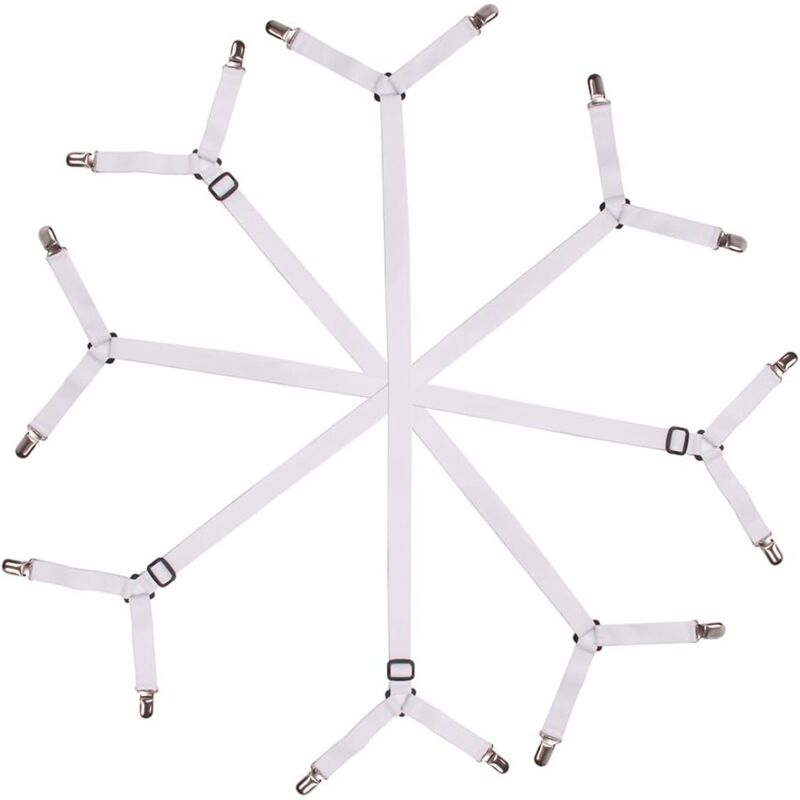 foto del prodotto cinghie porta lenzuolo triangolari regolabili crediri per materassi lisci, confezione da 4, bianco