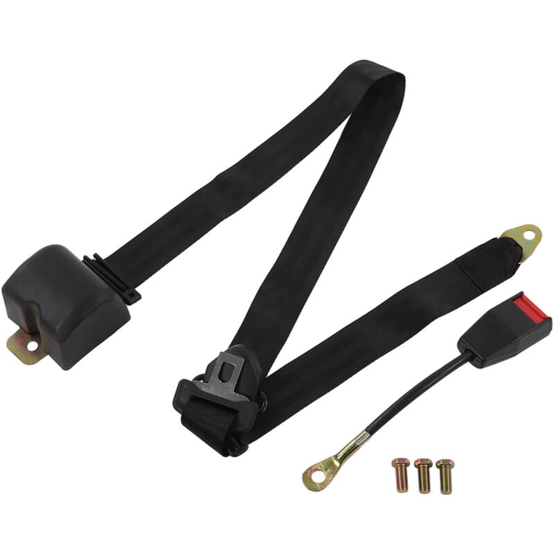 foto del prodotto cintura di sicurezza per auto a 3 punti regolabile in tessuto di nylon nero in plastica universale per camion per auto go kart club.