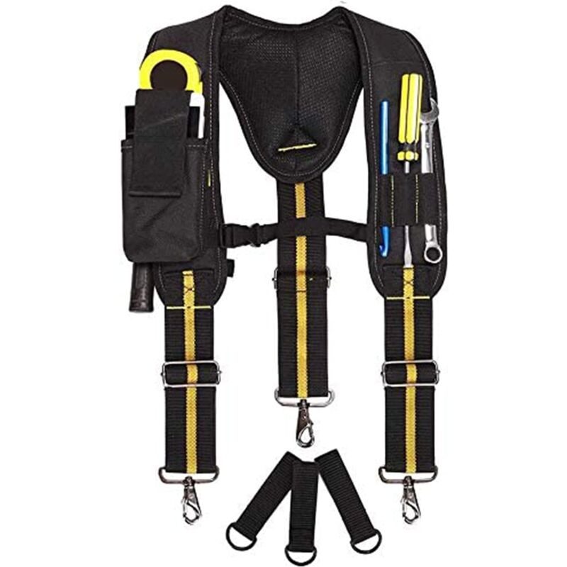 foto del prodotto cintura portautensili, marsupio portautensili a forma di y, cintura portautensili multitasche resistente, kit per attrezzi da lavoro per
