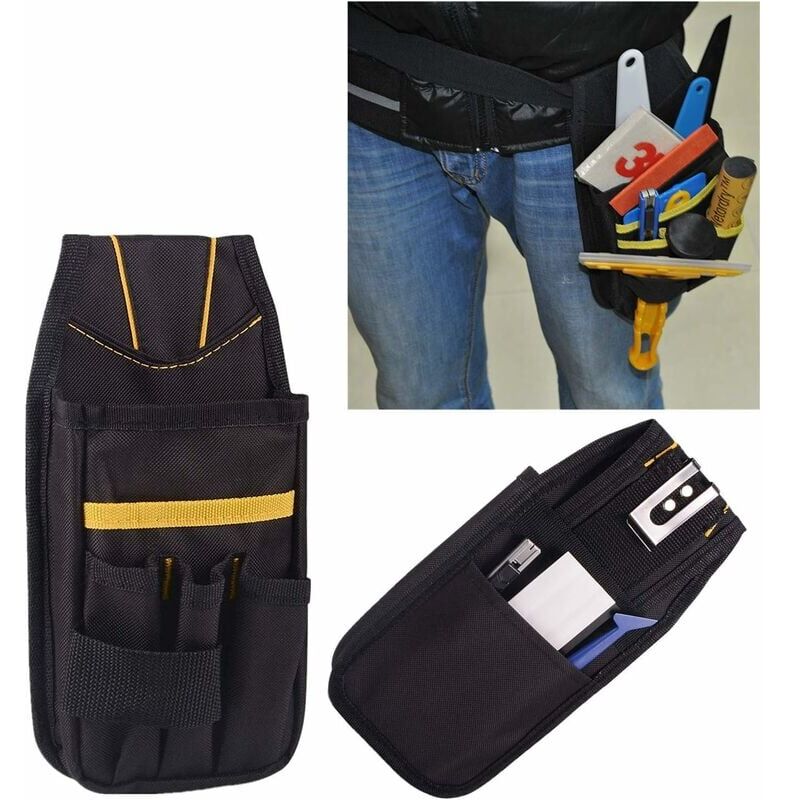 foto del prodotto cintura portautensili, marsupio portautensili, piccola borsa portautensili con cintura in nylon regolabile, impermeabile per tecnico, costruttore,