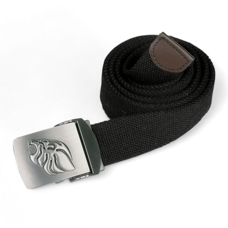 foto del prodotto cintura uomo regolabile in poliestere e cotone colore nero fibbia resistente lunghezza personalizzabile confortevole h 4 cm