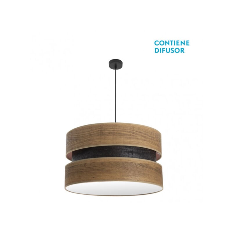 foto del prodotto ciondolo colet 3xe27 nero legno scuro regx60x60 cm