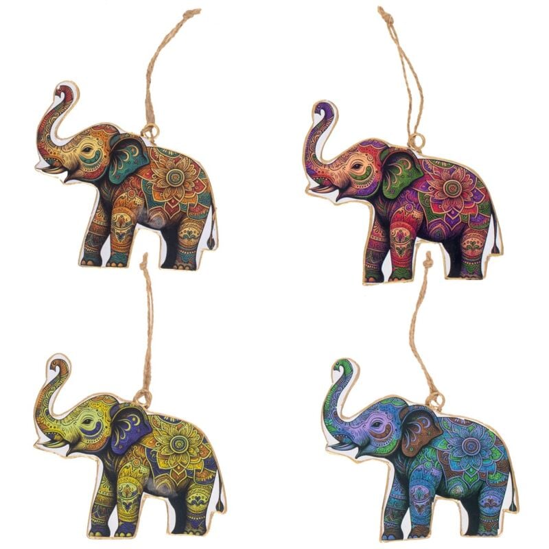 foto del prodotto ciondolo elefante multicolor 4 diff. design romantico per decorazione murale, regalo ideale per gli amanti degli animali
