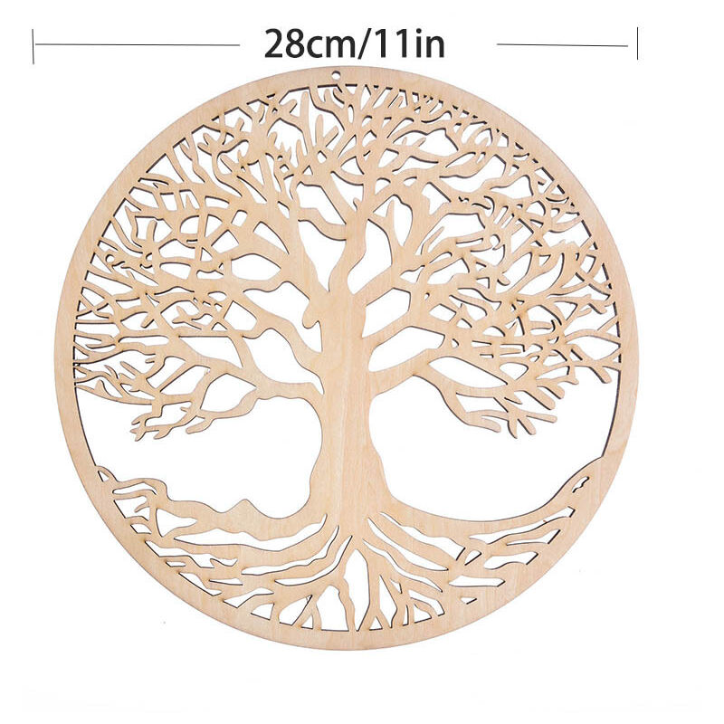 foto del prodotto ciondolo in legno con albero della vita, fiore, decorazione da parete, scultura in legno, ciondolo per camera da letto, artigianato, silhouette da