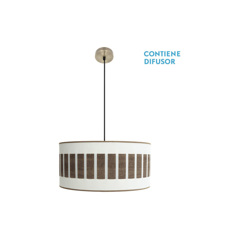 foto del prodotto ciondolo ivanna 2xe27 pelle legno bianco scuro regx50x50 cm fabrilamp