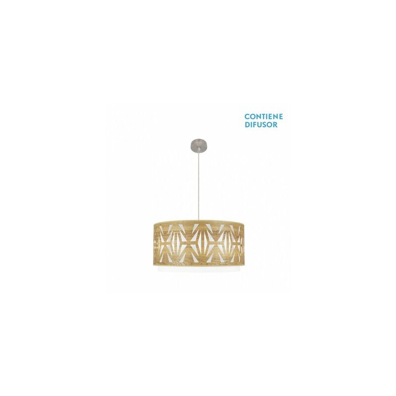 foto del prodotto ciondolo katerina 3xe27 nichel legno chiaro regx60x60 cm