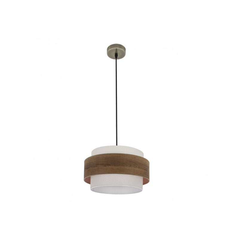 foto del prodotto ciondolo myriam 1xe27 pelle legno scuro regx40x40 cm
