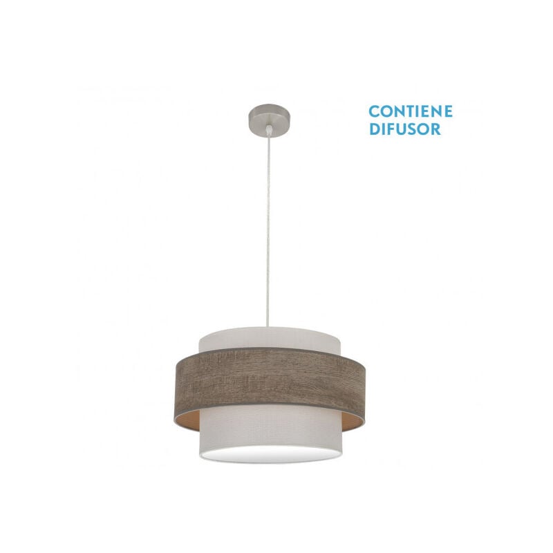 foto del prodotto ciondolo myriam 2xe27 nichel grigio legno regx50x50 cm