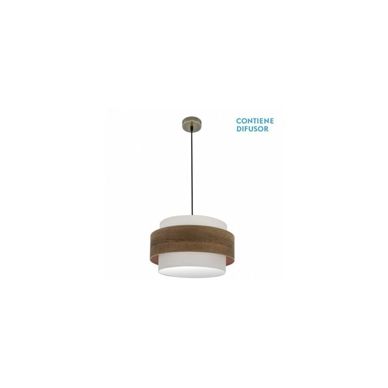 foto del prodotto ciondolo myriam 2xe27 pelle legno scuro regx50x50 cm