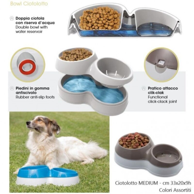 foto del prodotto ciotola 33x20x9 acqua e cibo pet cane gatto bama bama spa