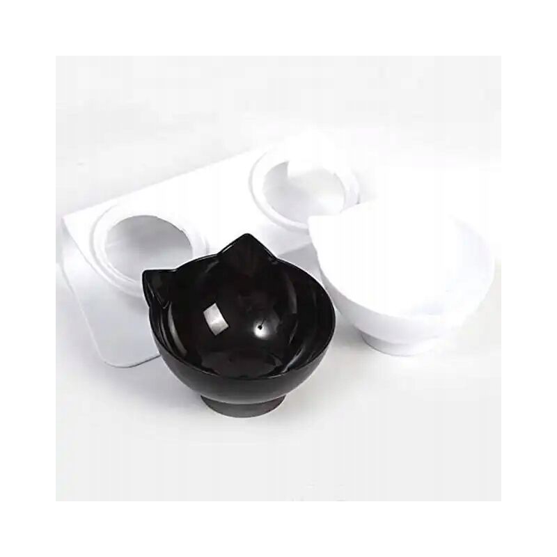foto del prodotto ciotola doppia per cani e gatti in ceramica 2 x 850 ml su supporto glamour