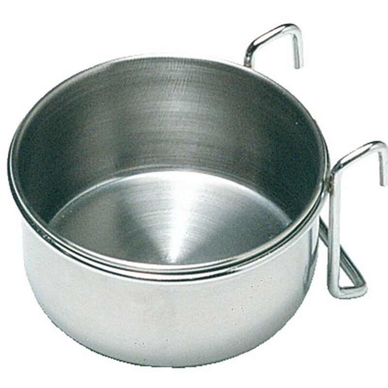 foto del prodotto ciotola in acciaio con ganci da appendere per cani e gatti ciotola 12 cm
