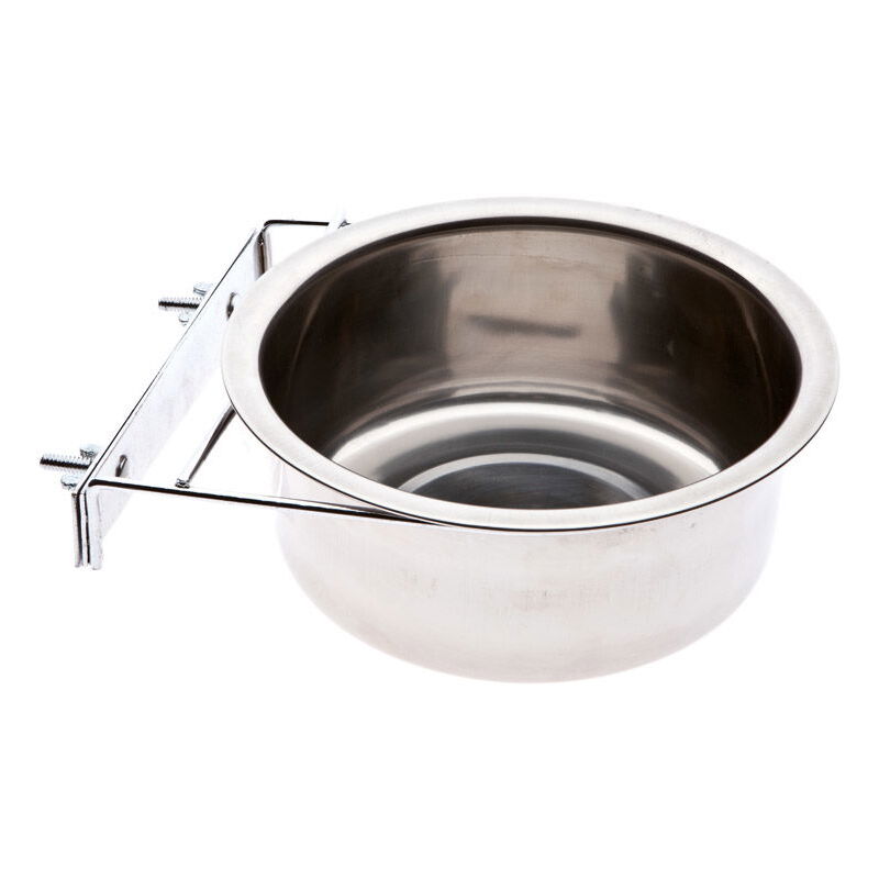 foto del prodotto ciotola in acciaio inox con supporto in piastra e viti per cani l