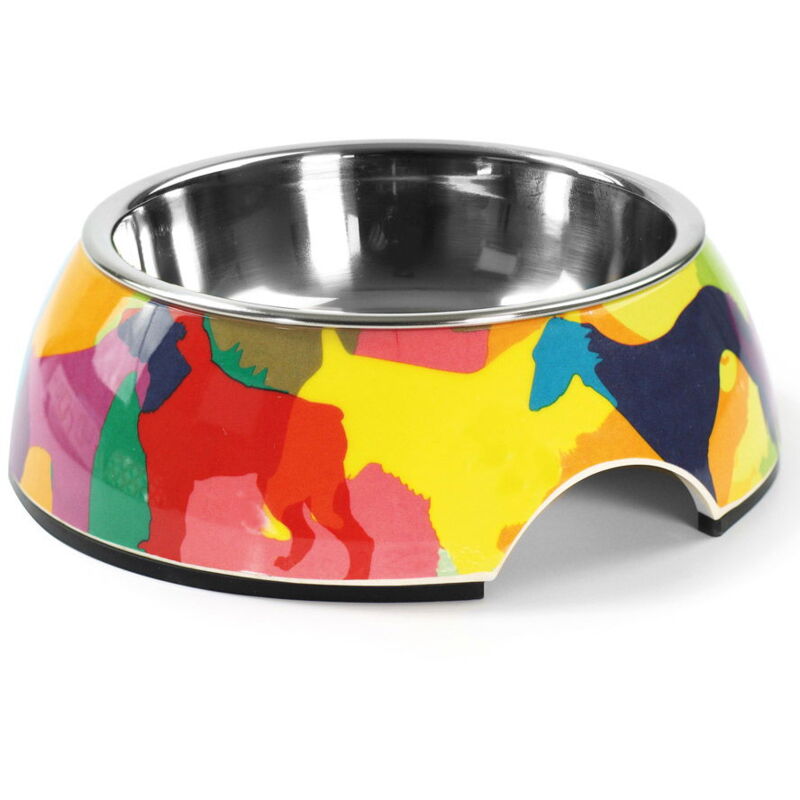 foto del prodotto ciotola in melamina e acciaio inox rimovibile doggies per cani e gatti ciotola medium