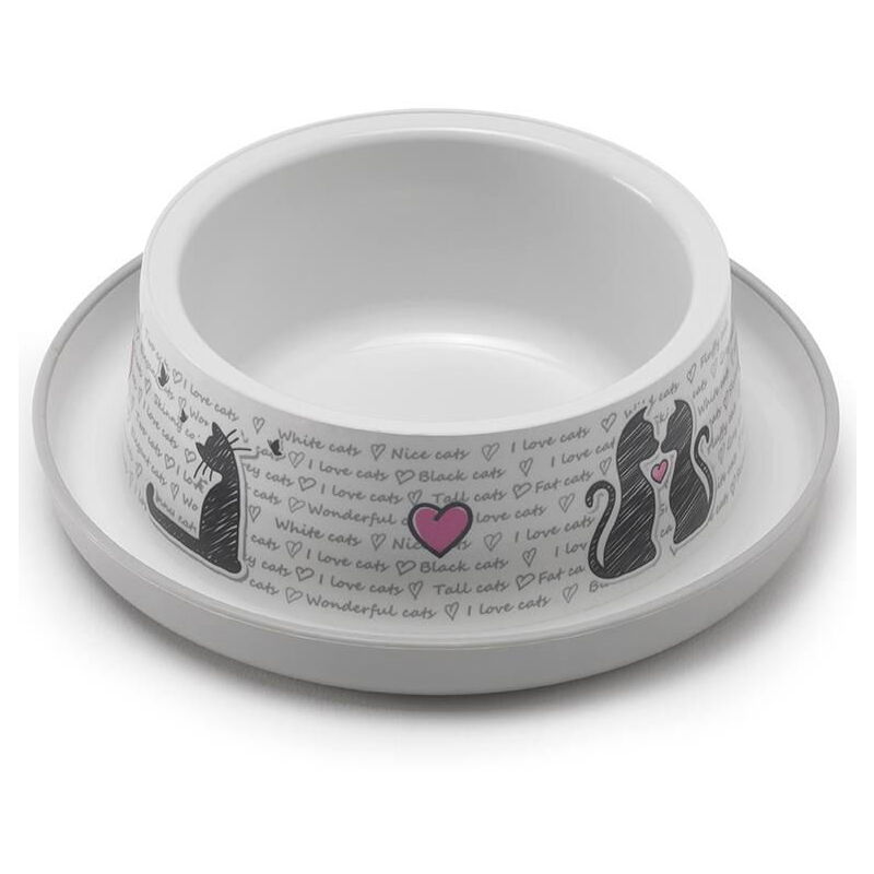 foto del prodotto ciotola media con base antiscivolo e antiformiche linea con amore per cani e gatti