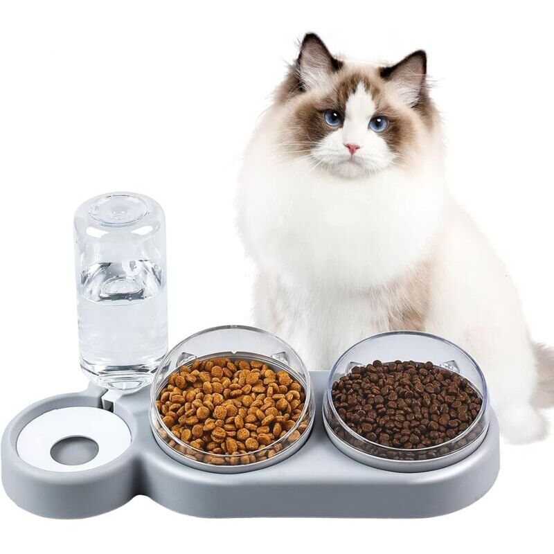 foto del prodotto ciotola per animali domestici con doppia alzata, ciotola per animali domestici con 3 in 1 anti vomito, inclinata di 15 , disponibile per gatti e