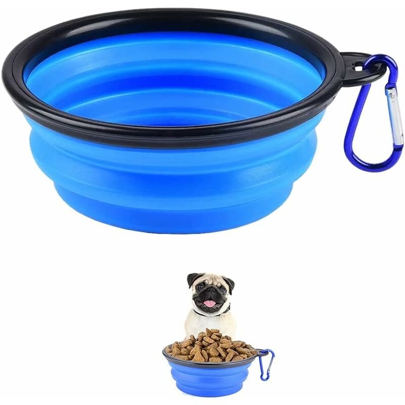 foto del prodotto ciotola per cani, ciotola per cani pieghevole, ciotola per cani in silicone pieghevole con moschettone, cibo o acqua per escursionismo, campeggio,