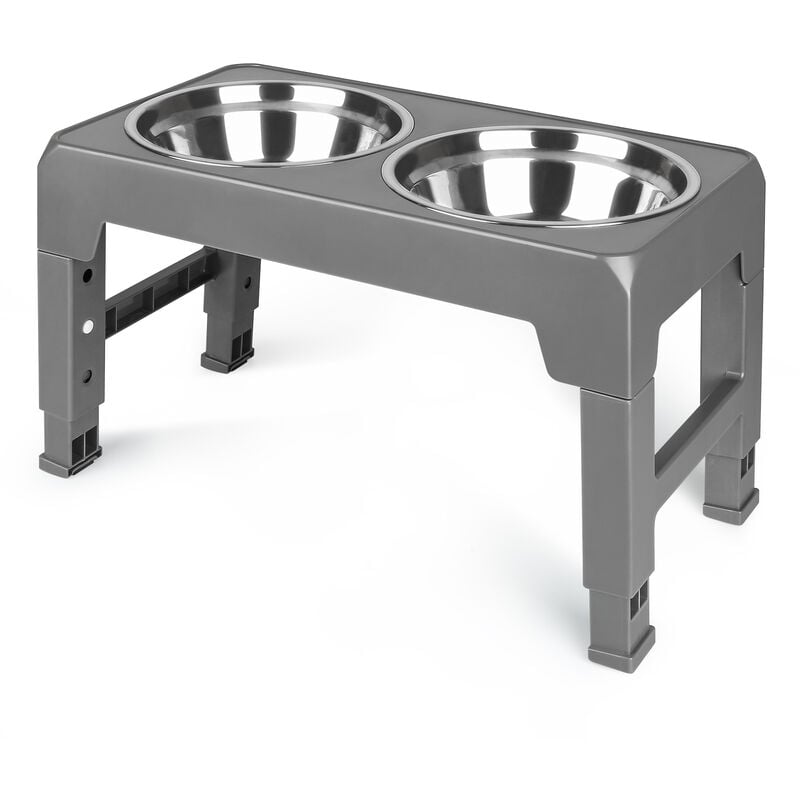 foto del prodotto ciotola per cani regolabile in altezza haloyo ciotole per canii rialzate,in 3 altezza,per cani piccolo, medio e grande,44 x 24 x 8cm,grigio