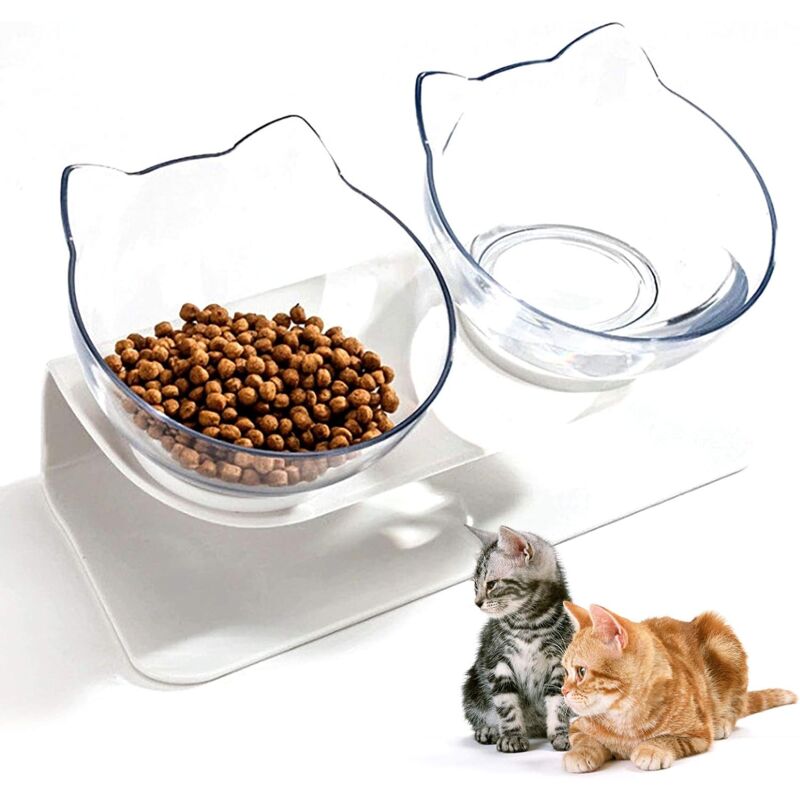 foto del prodotto ciotola per gatti ciotola rialzata per gatti ciotola per cani ciotola antiscivolo per cibo e acqua ciotola inclinata di 15 ciotola doppia per