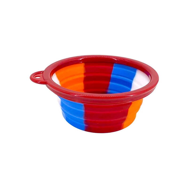 foto del prodotto ciotola pieghevole multicolore modello rainbowl con bordo in plastica per cani e gatti small rosso