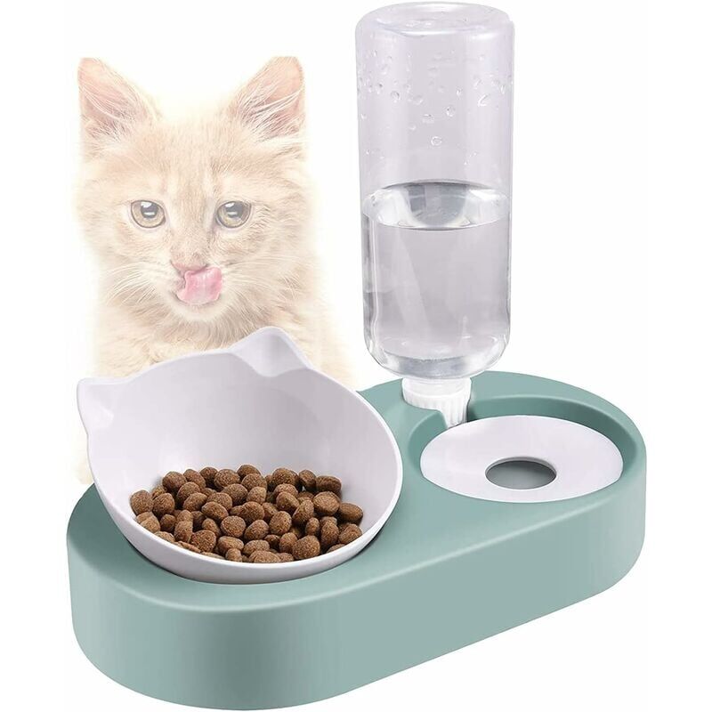 foto del prodotto ciotole per gatti, ciotola per gattini, distributore di crocchette e acqua per gatti e cani, ciotola per gatti anti vomito inclinabile a 15 , per